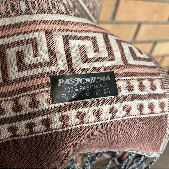 Original PASHMINA Soft 100% Pashmina Shawl Wrap Scarf 70”X28” Geometric - Picture 4 of 4